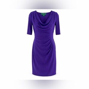 Lauren Ralph Lauren Purple Ruched Cowl Neck Sheath Dress – Size 2